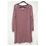 NWT LOu Grey REd?white Stripe dress boat neck size L