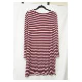 NWT LOu Grey REd?white Stripe dress boat neck size L