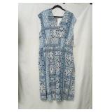 Old Navy Blue Print Dress Long style,size xl