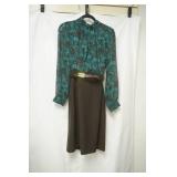 Tahari Green Brown dress size 8