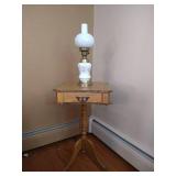 Wooden Table With Lamp