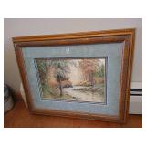 Framed Rare Silk Embroidered Woodland Scene