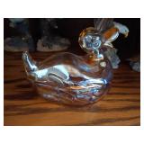 Middle Shelf of Bird Figurines, Bookends, Candy Dish and Suncatcher