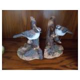 Middle Shelf of Bird Figurines, Bookends, Candy Dish and Suncatcher