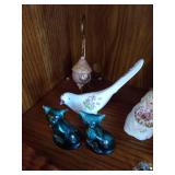 Bottom Shelf of Figurines - Kissing Dachshund S&P Shakers, Deer, Dogs, Etc...