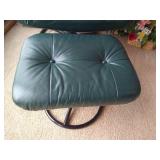 Green Leather Reclining Office Chair and Foot Stool