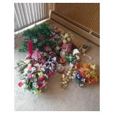 Floral and Decor Lot - Candles, Bird Lamp and Clock, Cute Baskets, Flowers