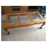 Coffee Table - Wood With Beveled Glass Panes