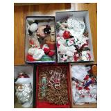 (5) Boxes Misc. Vintage, Blown Glass, and Handmade Ornaments