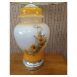 Antique Chair, Nightstand, and Lamp