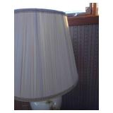 Antique Chair, Nightstand, and Lamp