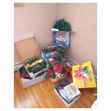 Christmas Floral Baskets, Wreaths, Garland, Musical Carol Clock