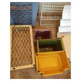 Shoe Rack, Bins, Baskets, Yardstick, and (3) Seat Cushions for Bleachers