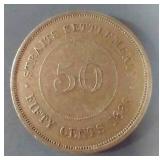 1886 Straits Settlements Canadian Silver Half Dollar