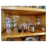 (4) Shelves of Glassware and Misc.