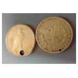 (2) 90% Silver Dollars - Morgan & Peace