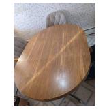 Table With (4) Upholstered Rolling Chairs and Leaf