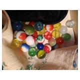 Cigar Box With Matches, Marbles, Brooch, Etc.