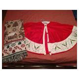 Tree Skirt & 2-Sided Woven Gingerbread Blanket