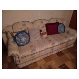 Cream & Blue Floral Couch with Pillows