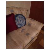 Cream & Blue Floral Couch with Pillows