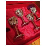 Wooden Filing Cabinet & Vintage Cordial Set