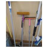 Hanging Rack with Tools, Metal Garbage Can, & Umbrellas