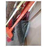 Lot of Brooms & Rakes