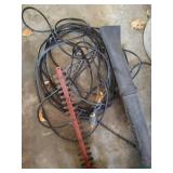 Leaf Blower, Hedge Trimmer, Tarp, Fan, & Extension Cord