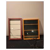 Set of 2 Wooden Jewelry Display Cases with Metal Tree Stand