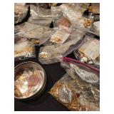 Collection of Jewelry Making Findings, Charms, and Beads in Decorative Box