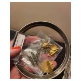 Collection of Jewelry Making Findings, Charms, and Beads in Decorative Box