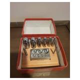 Dapping Block and Punch Set with Wooden Base and 8 Punches