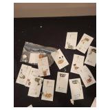 Set of Handmade Masque Lapel Pins and Brooches with Gemstone Accents