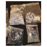 Large Lot of Assorted Blue Beads and Jewelry-Making Supplies