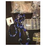 Large Lot of Assorted Blue Beads and Jewelry-Making Supplies