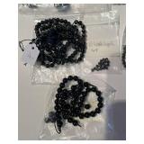 Collection of Black Agate Bead Strands and Loose Beads