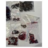 Collection of Garnet and Red Gemstone Beads and Strands Assorted Sizes