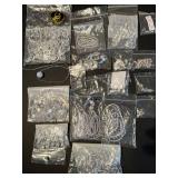 Assorted Clear Glass and Crystal Bead Lot with Necklace Findings