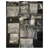 Assorted Clear Glass and Crystal Bead Lot with Necklace Findings