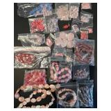 Large Collection of Assorted Pink Gemstone Beads and Jewelry Findings