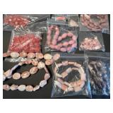 Large Collection of Assorted Pink Gemstone Beads and Jewelry Findings