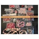 Large Collection of Assorted Pink Gemstone Beads and Jewelry Findings