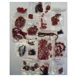 Collection of Red Gemstone Beads and Pendants Assortment