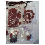 Collection of Red Gemstone Beads and Pendants Assortment