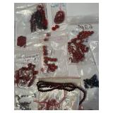 Collection of Red Gemstone Beads and Pendants Assortment