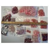 Collection of Assorted Pink and Red Gemstone Beads in Mixed Shapes and Sizes