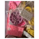 Large Crafting Supplies Lot with Silicone Molds, Rubber Stamps, Tools, and Punches