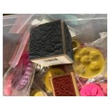 Large Crafting Supplies Lot with Silicone Molds, Rubber Stamps, Tools, and Punches