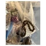 Bulk Lot of Assorted Beads and Gemstone Strands in Storage Bags